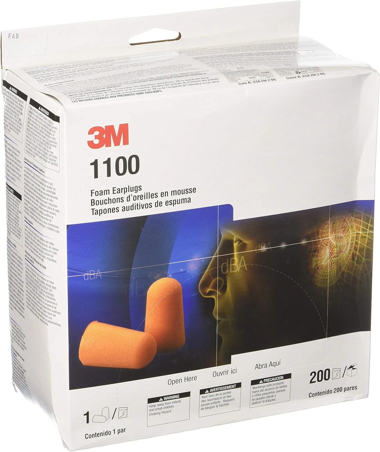 3M 1100 Foam Earplugs
