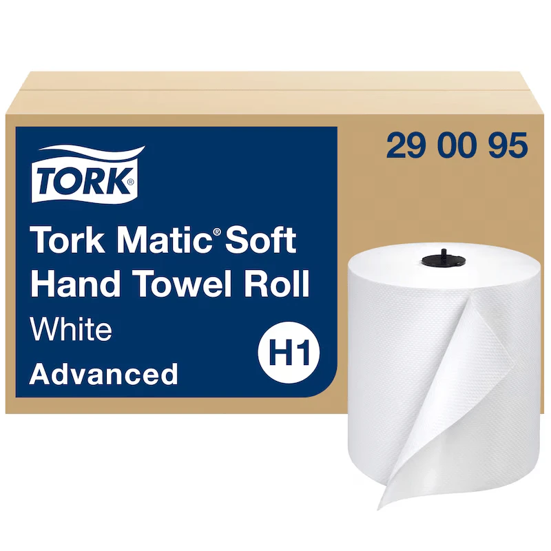 Tork Matic 290095 Paper Hand Towel Roll, White w/ Hub, H1, 6/Case