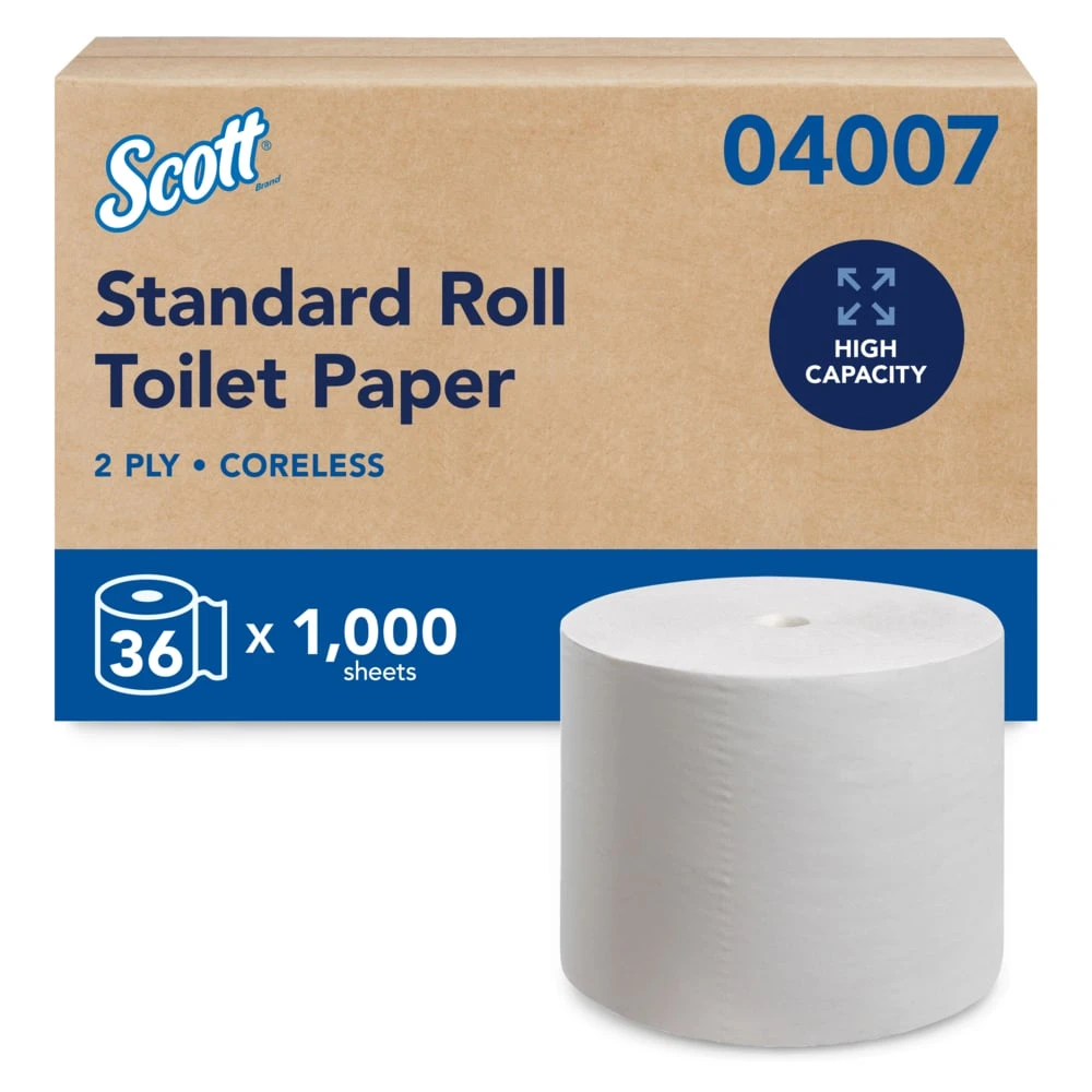 Scott 04007 Essential Coreless Standard Roll Toilet Paper, 36/Case