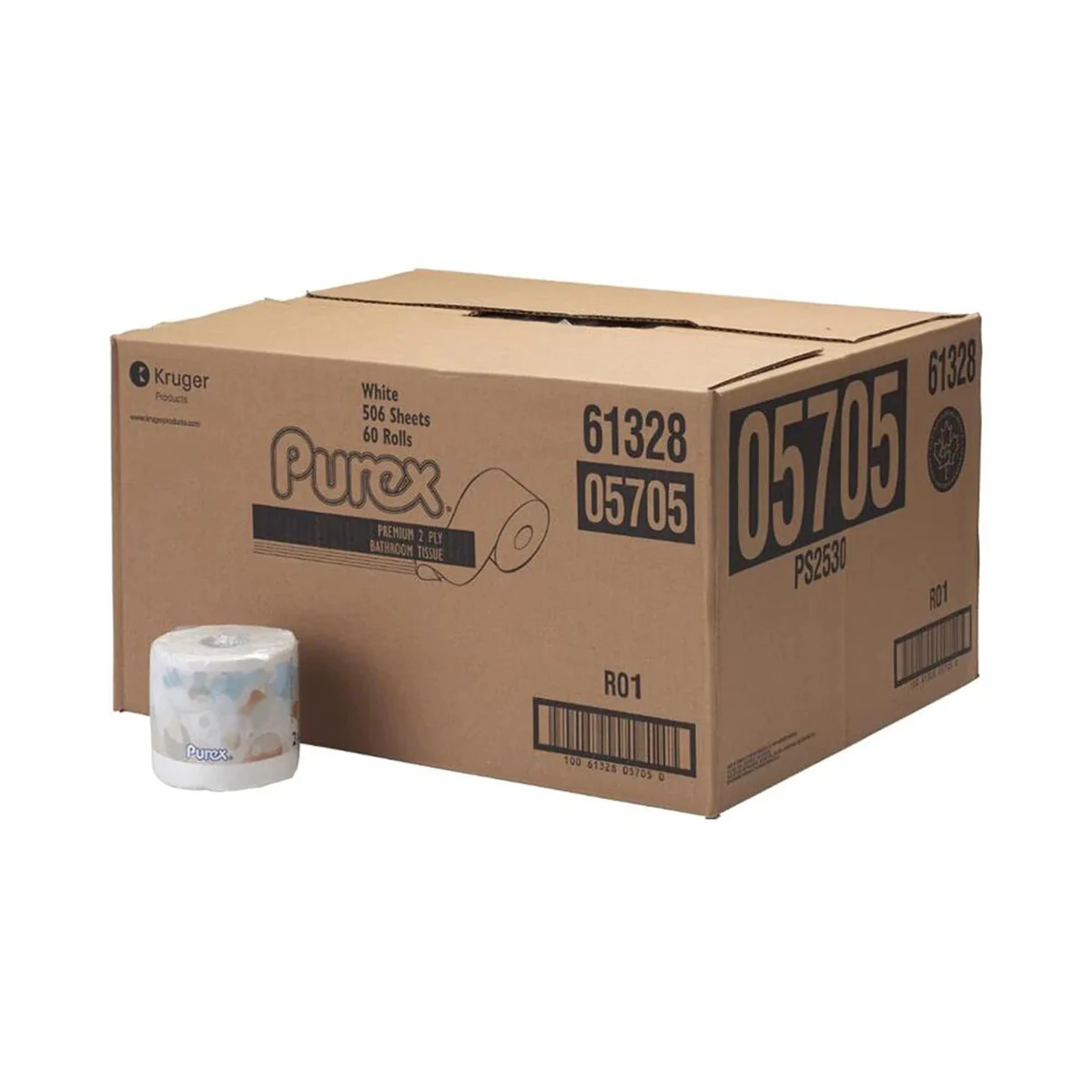 Purex 05705 2-Ply Premium Standard Roll Toilet Paper, White, 60/Case