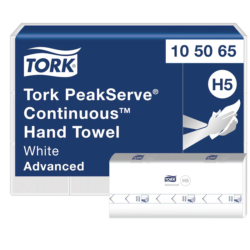 Tork 105065 PeakServe Continuous Hand Towel, White, H5, 12/Case