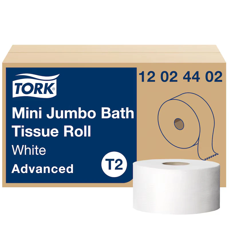 Tork 12024402 2-Ply Mini Jumbo Toilet Paper, White, T2, 12/Case