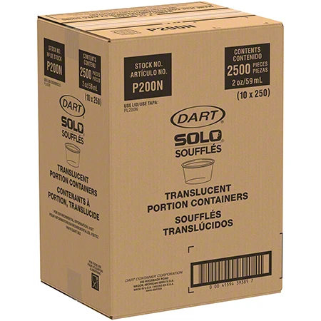 Solo 2oz Polystyrene Translucent Soufflé Portion Cup, 2500/Case